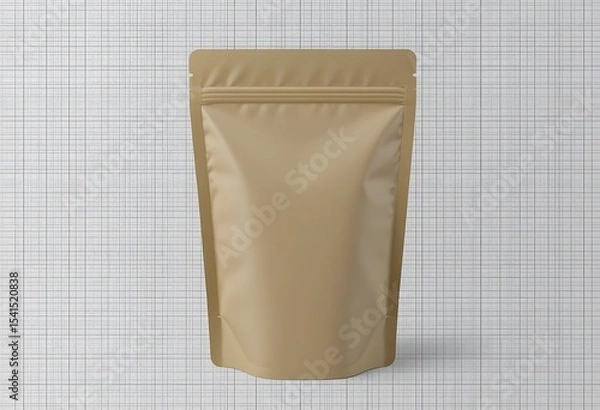 Obraz Minimalist Kraft Paper Stand-Up Pouch with Resealable Zipper on Transparent Background
