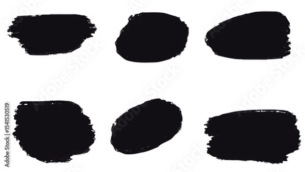 Fototapeta Black Ink Brush Stroke. Isolated on White Background. A bold black brush stroke with rough texture, isolated on a white background.