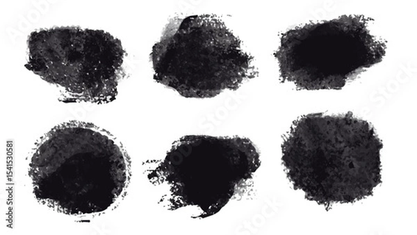Fototapeta Black Ink Brush Stroke. Isolated on White Background. A bold black brush stroke with rough texture, isolated on a white background.