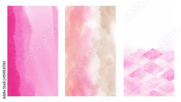 Fototapeta Set of pink watercolor background with copyspace for your design. vector.