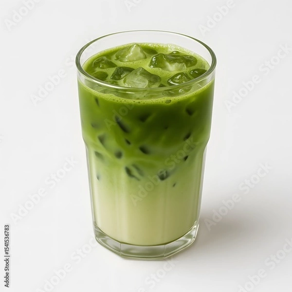 Fototapeta  Iced Matcha Latte with Layered Milk