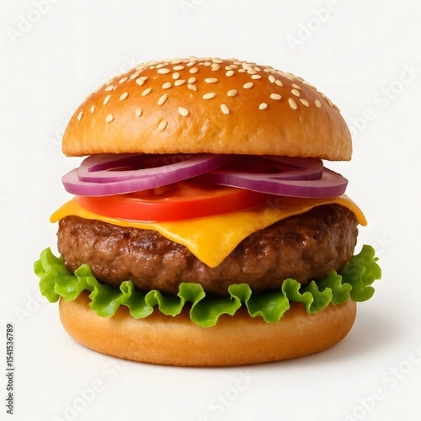 Obraz Classic Cheeseburger with Vegetables