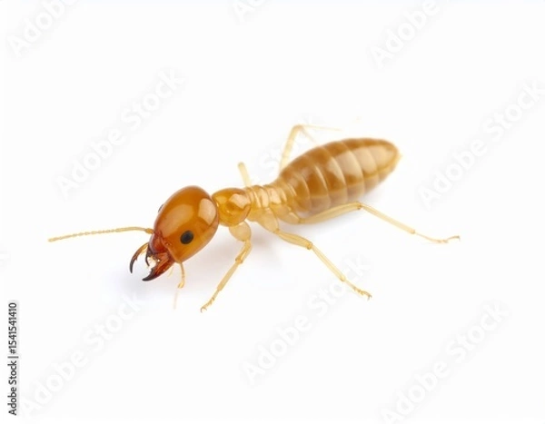 Fototapeta Termite close view over white background, no shadow