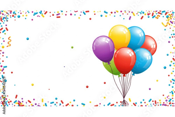 Obraz Festive Birthday Balloons Design featuring Colorful Sprinkles Border perfect for Party Invitations or Celebration Cards