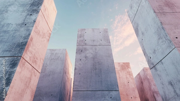 Obraz Futuristic Concrete Skyscrapers from Low Angle