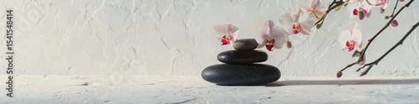 Obraz Zen Stones and Orchids for Relaxation and Harmony