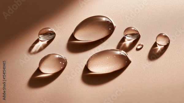 Obraz Water Droplets on a Smooth Beige Surface