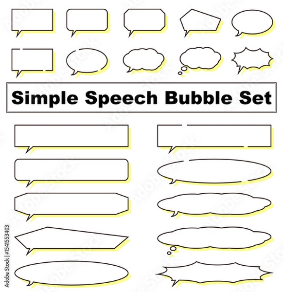 Fototapeta Simple Speech Bubble Icon with Yellow Shadow