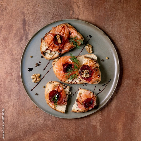 Obraz Sliced salted salmon fillet