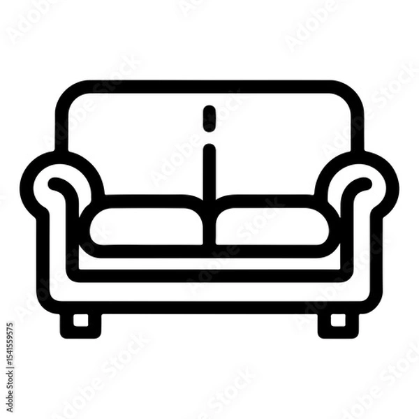 Fototapeta Vector Illustration of a Sofa Icon with Outline Detailing for Contemporary Interior and Furniture Themes