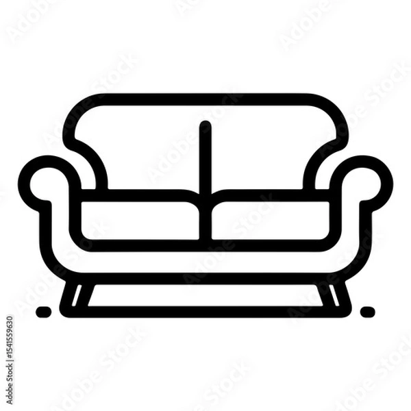 Fototapeta Sleek Outline Sofa Icon as a Vector Symbol for Seat and Chair Design in Modern Interiors