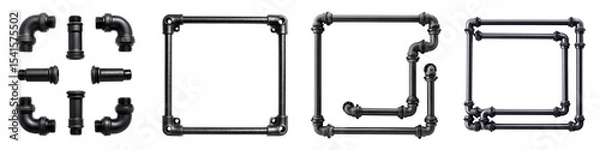 Fototapeta Abstract industrial metal pipe and frame structures