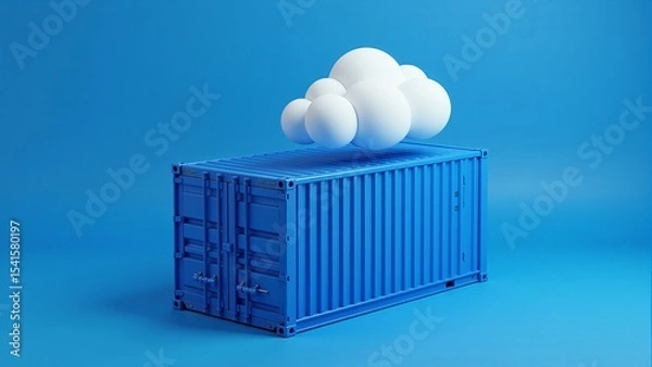 Obraz Blue Container With Cloud Computing Concept