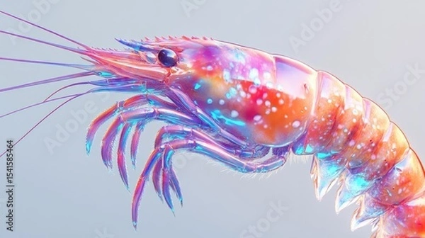 Fototapeta 3d render Vibrant Shrimp: A Stunning Macro Photography AI generative
