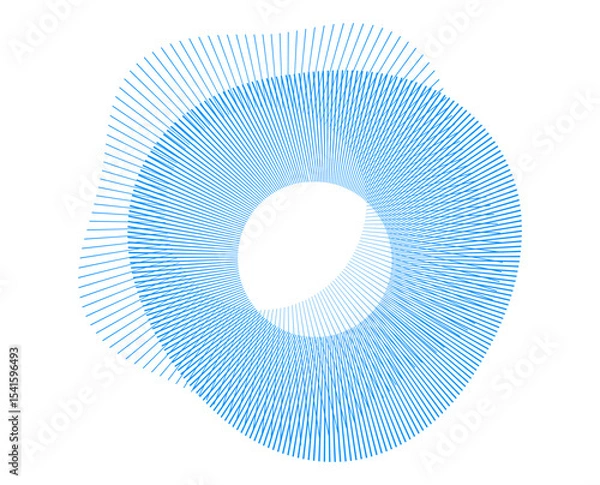 Fototapeta Radial Abstract Line Art in Blue – Circular Geometric Design Element for Technology, Certificates, and Modern Backgrounds