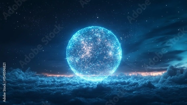 Fototapeta Abstract background with digital sphere in space. Useful for technological and scientific presentations.