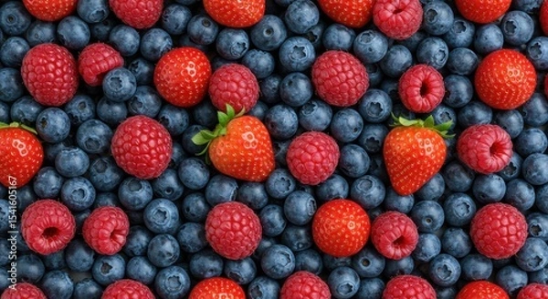 Obraz Summers colorful bounty blueberries raspberries and strawberries mingle in closeup