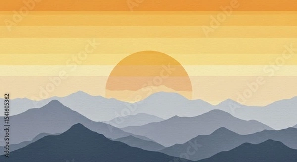 Obraz Sunrise Over Misty Mountains A serene landscape in layered hues
