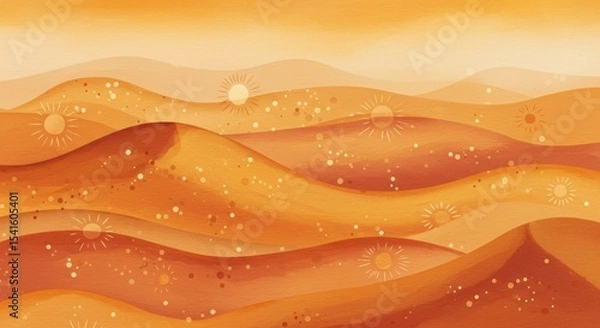 Obraz Sunset hues paint sunkissed desert dunes scattered with bright stars