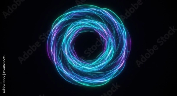 Obraz Swirling ethereal plasma ring of blues purples and greens against a black background
