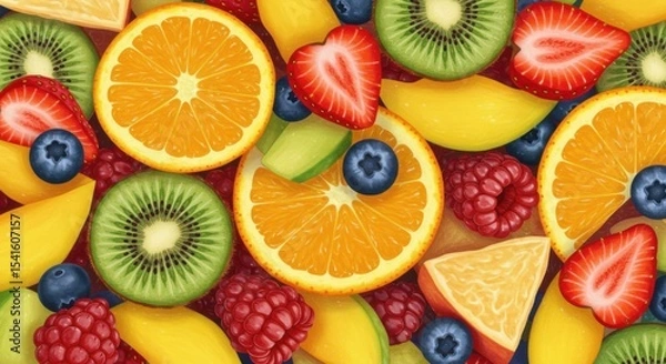 Obraz Vibrant fruit kaleidoscope a closeup of juicy textures  colors