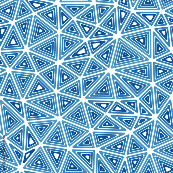 Fototapeta Geometric template background. Medium triangles size. Multiple repeated inner triangles. Single color tone style. Repeatable pattern. Modern vector tiles. Seamless vector illustration.