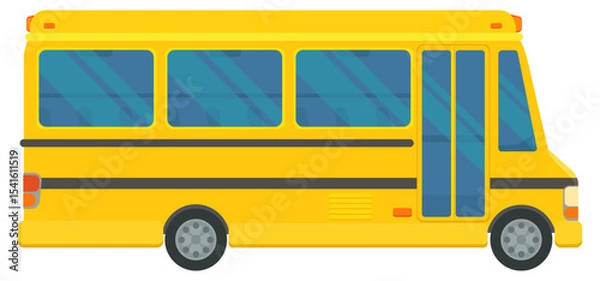 Fototapeta Side view of a yellow school bus in flat design style (cut out)