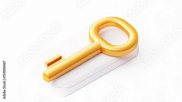 Fototapeta 3d render Golden Key to Success: Unlock Potential & Achieve Goals AI generative