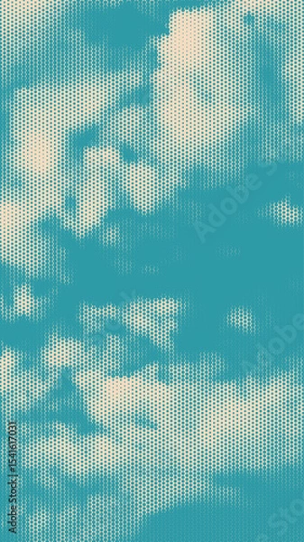 Obraz Color halftone texture of blue sky with clouds. Abstract cloud pattern vector dotted pixel texture background with copy space. Vintage cloudy sky