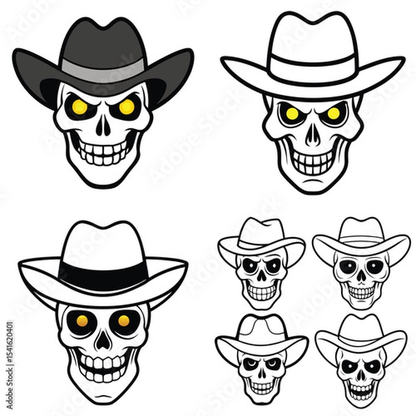 Fototapeta Beautiful skull outline vector illustration isolated on white background.