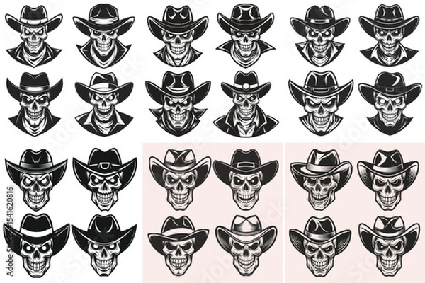Fototapeta Skull silhouette vector illustration isolated on white background.