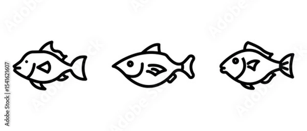 Obraz trigger-fish outline or line icon design bundle.
