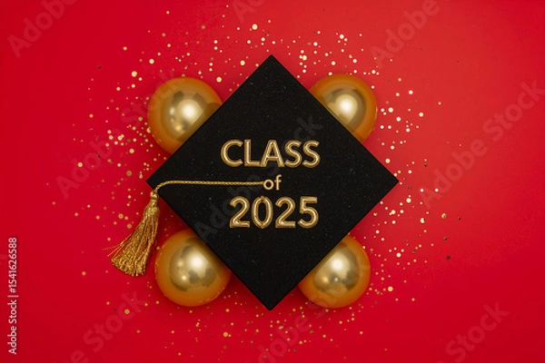 Obraz class of 2025 with red background