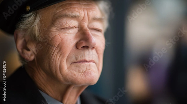 Fototapeta A veteran reflecting on wartime songs and memories