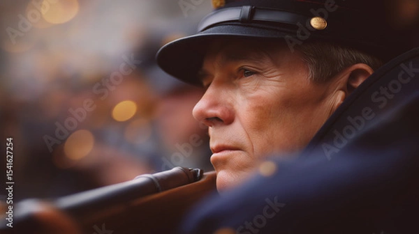 Fototapeta Veteran Marching with Rifle: Memory, Pride, and Sacrifice