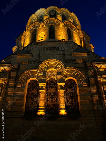 Obraz night view of Alexander Nevsky Cathedral Orthodox Church