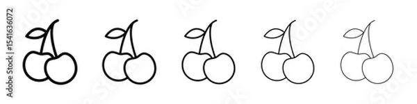 Fototapeta Cherry icon logo in stroke lines collection