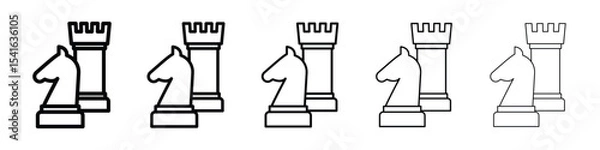 Fototapeta Chess icon logo in stroke lines collection