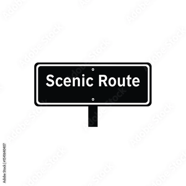 Obraz Black Scenic Route Sign Vector Illustration White Background