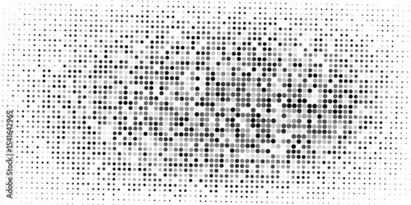 Obraz Dotted gradient vector illustration, white and black halftone background, horizontal seamless dotted lines, monochrome dots texture backdrop,