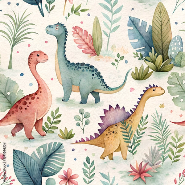 Fototapeta dinosaurs seamless pattern