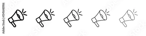 Fototapeta Megaphone icon logo in stroke lines collection