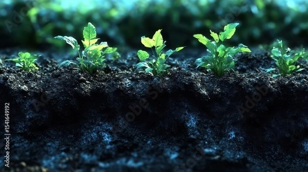 Obraz Seedlings Emerging from Soil