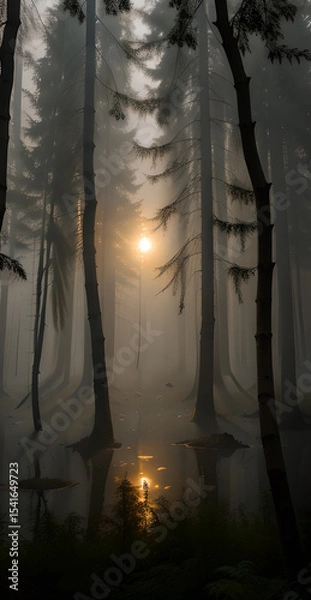 Fototapeta vertical background of forest dark and coarse with gloomy atmosphere