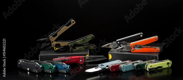 Fototapeta Multitools in vibrant colors