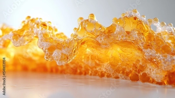 Fototapeta 3d render Abstract Amber Liquid Wave: Dynamic Fluid Motion AI generative