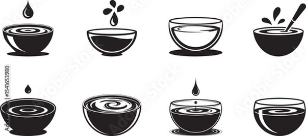 Fototapeta Liquid droplets falling into bowls and cups. eps-10
