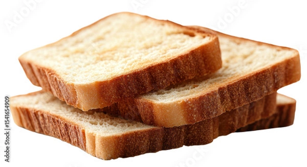 Fototapeta Toasted bread slices isolated on transparent background. PNG.