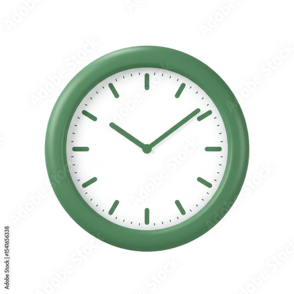 Obraz Minimalist green wall clock displaying time with a clean white face and simple design