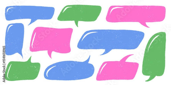 Fototapeta Crayon Speech Bubble Frame. Vector Chalk Talk Balloon. Colorful Dialog Chat Illustrations